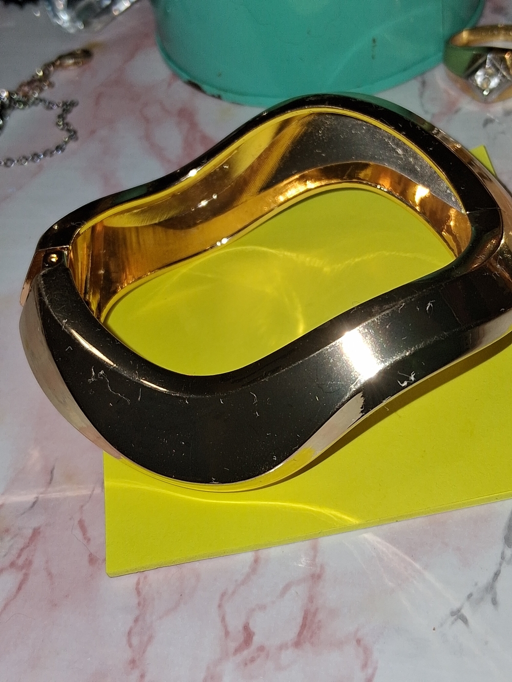 Gold Wave Sculpted Bangle Bracelet - Women Jewelry